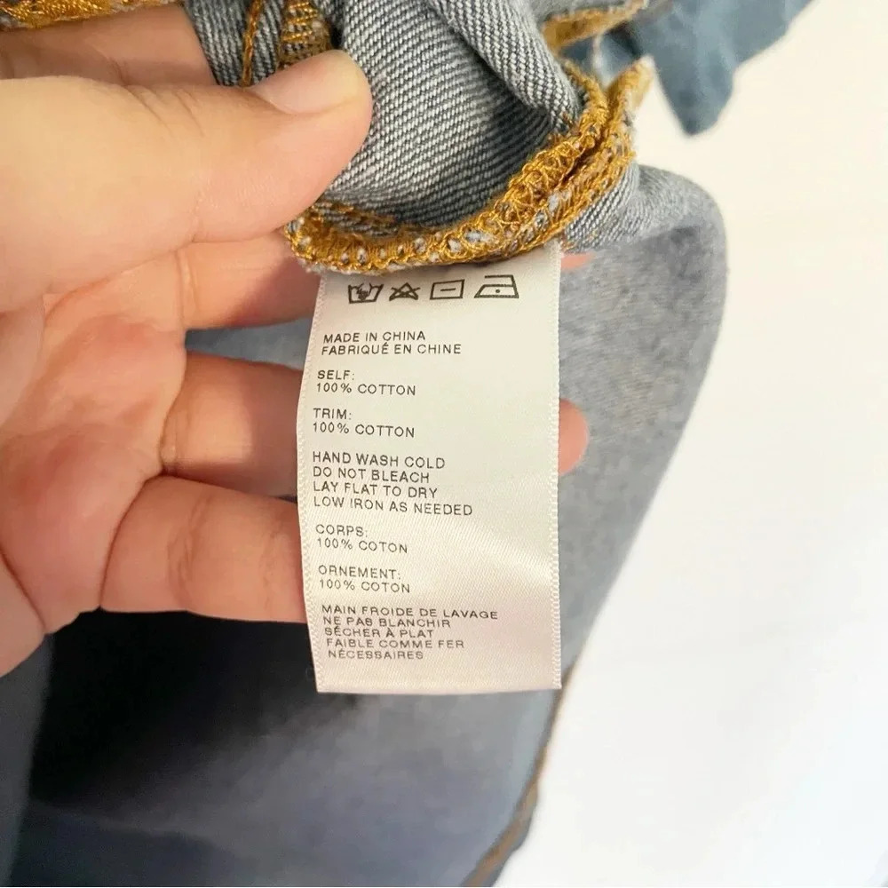 EUC Maeve Anthropologie Blue Denim Lace Up Shoulder Mini Shift Dress Size Small - Picture 10 of 13
